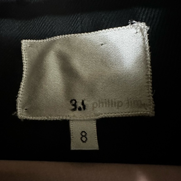 3.1 Phillip Lim black leather jacket silk and cotton lining with sweater collar - Picture 11 of 13